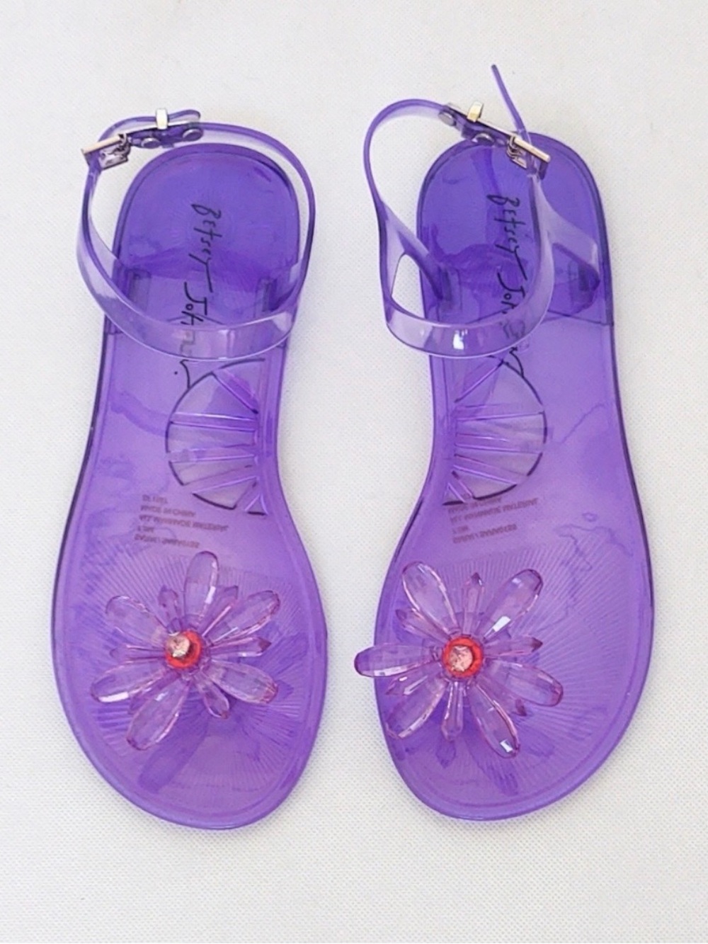 Betsey Johnson Purple Jelly Floral  ankle strap Sandals